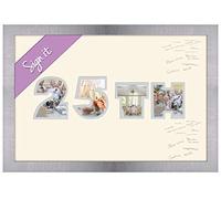 Photos in a Word 25th Birthday Silver Wedding Anniversary Personalised Guest Book Signing Signature Autograph Photo Frame to Sign Gift Present (Brushed Silver Finish)