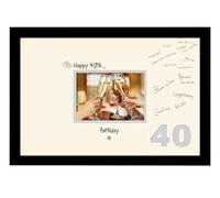 Photos in a Word 40th Birthday Signing Guest Photo Frame Gift 7x5 Photo 668D (Black Finish Frame Cream Mount Grey Inside)