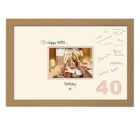 Photos in a Word 40th Birthday Signing Guest Photo Frame Gift 7x5 Photo 668D (Oak Finish Frame Cream Mount Beige Inside)