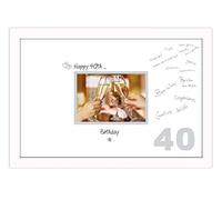 Photos in a Word 40th Birthday Signing Guest Photo Frame Gift 7x5 Photo 668D (White Finish Frame White Grey Inside)