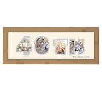 Photos in a Word 40th Ruby Wedding Anniversary Photo Frame Double Mount Quality Gift 862A (Oak Finish Frame Cream Mount Grey Inside)