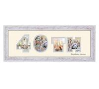 Photos in a Word 40th Ruby Wedding Anniversary Photo Frame Double Mount Quality Gift 862A (Shabby Chic Frame Cream Mount Grey Inside)