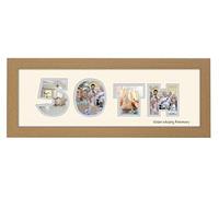 Photos in a Word 50th Golden Wedding Anniversary Photo Frame Double Mount Quality Gift 863A (Oak Finish Frame Cream Mount Grey Inside)