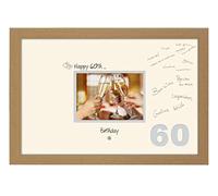 Photos in a Word 60th Birthday Signing Guest Photo Frame Gift 7x5 Photo 676D (Oak Finish Frame Cream Mount Grey Inside)