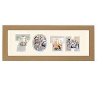 Photos in a Word 70th Birthday Photo Frame Double Mounted Quality Gift 856A (Oak Finish Frame Cream Mount Grey Inside)