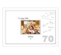 Photos in a Word 70th Birthday Signing Guest Photo Frame Gift 7x5 Photo 684D (White Finish Frame White Grey Inside)