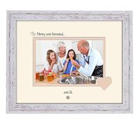 Photos in a Word Nanny & Grandad Photo Frame Nanny & Grandad and Us 6x4 Double Mounted 755F Quality Gift (Shabby Chic Frame Cream Mount Beige Inside)