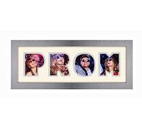 Photos in a Word Prom Photo Frame Double Mounted Quality Gift 925A (Brushed Silver Finish Frame Cream Mount Grey Inside)