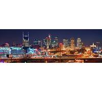 PHOTOSBYJON Nashville Skyline UNFRAMED Photo Print Night Color Downtown City 11.75 inches x 36 inches Photographic Panorama Poster Picture Standard Size