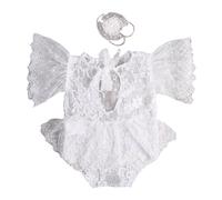 Photoshooting Clothing for Baby Girls Lace Backless Romper Flower Hairband for Infant Photography Newborn Shower