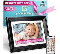 PhotoSpring 10 in 16 GB WiFi Digital Picture Frame, Touchscreen, Send Photos/Videos by Email, App, or Web, White/Removable Black Frame
