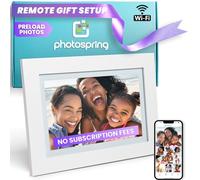 PhotoSpring 10 Inch WiFi Photo Frame, Easy Touch Screen Setup, Send Photos via Email, App or Web from Anywhere Great Gift, 1280 x 800 Display, Video Support, White