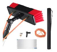 Photovoltaic Panel Cleaning Tool, 5~10M Adjustable Window Cleaning Pole, Water Fed Telescopic Brush, Solar Panel Spray Washer, Cleaning Broom with 35/55cm 180° Rotatable Brush Head (10, 55cm)