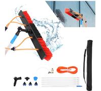 Photovoltaic Panel Cleaning Tool, 5~10M Adjustable Window Cleaning Pole, Water Fed Telescopic Brush, Solar Panel Spray Washer, Cleaning Broom with 35/55cm 180° Rotatable Brush Head (5, 35cm)