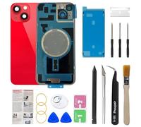 Phoupair OEM Back Glass Replacement Compatible with iPhone 14 6.1 Inches with Camera Frame and Camera Lens + Professional Repair Tool Kit and Installation Instruction (Red)