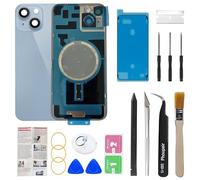 Phoupair OEM Back Glass Replacement Compatible with iPhone 14 Plus 6.7 Inches with Camera Frame and Camera Lens + Professional Repair Tool Kit and Installation Instruction (Blue)