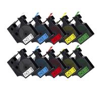 PHOVYAFI 10 Pack 12mm Black On White Label Tape Compatible With D1 45013 45016 45017 45018 45019 45020 For LabelManager 160 280(Mixed Color)