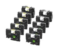 PHOVYAFI 10PCS Heat Shrink Tube Label Compatible With HSe-211 HSe-221 HSe-231 HSe-241 HSe-251 HSe-611 HSe-631 Available In 9mm(Black on Yellow)