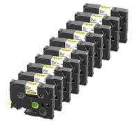 PHOVYAFI 10PK 12mm Laminated Label Tape Black On White Compatible With 231 131 431 531 631 Printer Ribbon For PTH110 Label Maker(Black on Yellow)