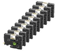 PHOVYAFI 10PK 12mm Laminated Label Tape Black On White Compatible With 231 131 431 531 631 Printer Ribbon For PTH110 Label Maker(Black on Gold)
