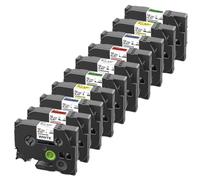 PHOVYAFI 10PK 12mm Laminated Label Tape Black On White Compatible With 231 131 431 531 631 Printer Ribbon For PTH110 Label Maker(5Mixed Colors)
