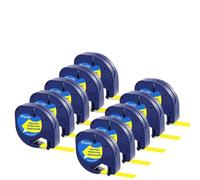 PHOVYAFI 10PK Clear Tape Refills 12mm 12267 91331 91203 Compatible With Label Machine LT-100H LT-100T And Similar Models(Black on Yellow)