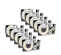 PHOVYAFI 10PK XR-12WE 12mm Label Ribbon Black On White Compatible With XR 12WE XR12WE KL-60 KL-120 KL-820 Printers