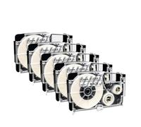 PHOVYAFI 12mm 5PK XR 12WE Compatible Label Maker Tape Black On White Replacement For KL 60 Label Machine XR12WE XR 12WE(Black on Clear)