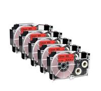 PHOVYAFI 12mm 5PK XR 12WE Compatible Label Maker Tape Black On White Replacement For KL 60 Label Machine XR12WE XR 12WE(Black on Red)
