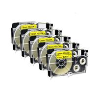 PHOVYAFI 12mm 5PK XR 12WE Compatible Label Maker Tape Black On White Replacement For KL 60 Label Machine XR12WE XR 12WE(Black on Yellow)