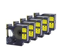 PHOVYAFI 12mm Black On White Label Tape Compatible With D1 45013 45016 45017 45018 45019 45020 For LabelManager 160 280(5PK-Black-on-Yellow)