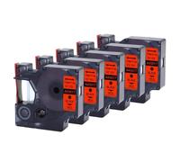 PHOVYAFI 12mm Black On White Label Tape Compatible With D1 45013 45016 45017 45018 45019 45020 For LabelManager 160 280(5PK-Black-on-Red)