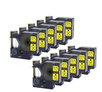 PHOVYAFI 12mm Black On White Label Tape Compatible With D1 45013 45016 45017 45018 45019 45020 For LabelManager 160 280(10PK-Black-on-Yellow)