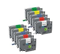 PHOVYAFI 12mm Label Tape 5/10 Pack Compatible With Tze231 Tze631 For PTH110 Label Printers(10PK 5Mixed Colors)