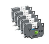 PHOVYAFI 12mm Label Tape 5/10 Pack Compatible With Tze231 Tze631 For PTH110 Label Printers(5PK Black on White)