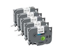 PHOVYAFI 12mm Label Tape 5/10 Pack Compatible With Tze231 Tze631 For PTH110 Label Printers(5PK Black on Clear)