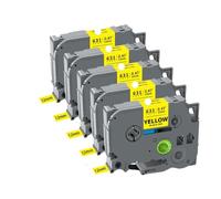 PHOVYAFI 12mm Label Tape 5/10 Pack Compatible With Tze231 Tze631 For PTH110 Label Printers(5PK Black on Yellow)