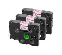 PHOVYAFI 12mm Satin Ribbon Tape 5 Pack Compatible With R231 RE34 RN34 R234 RW34 R531 Label Printers And Gift Wrapping(3PK Black on Pink)