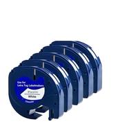 PHOVYAFI 12mm X 4m Black On White Plastic Tape Refills Compatible With LT-100T LT-100H QX50 Label Makers 91331 Model(5 PCS)