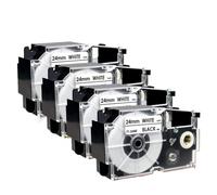 PHOVYAFI 4PK XR-24WE 24mm Label Tape Compatible With XR 24WE XR24WE Ribbon Black On White Works With KL820 KL7000 KL7200 Label Printers