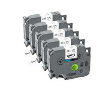 PHOVYAFI 5 Pack 12mm Compatible Label Tape For TZE231 TZ231 Black On White Yellow For PTH110 Label Maker(Black on White)