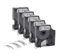 PHOVYAFI 5 Pack 12mm D1 Label Tape Compatible With LabelManager 160 280 260D Models For 45010 45013 45016 45021 45022 45023 Printers(Black on Silver)