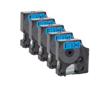 PHOVYAFI 5 Pack 12mm D1 Label Tape Compatible With LabelManager 160 280 260D Models For 45010 45013 45016 45021 45022 45023 Printers(Black on Blue)
