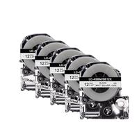 PHOVYAFI 5 PCS 12mm Compatible Labeling Ribbons For SC12YWLK-4YBP Yellow Return SS12KW Works With LW 300 400 Label Printers(Matt Siliver)
