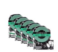 PHOVYAFI 5 PCS 12mm Compatible Labeling Ribbons For SC12YWLK-4YBP Yellow Return SS12KW Works With LW 300 400 Label Printers(Black on Green)