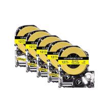 PHOVYAFI 5 PCS 12mm Compatible Labeling Ribbons For SC12YWLK-4YBP Yellow Return SS12KW Works With LW 300 400 Label Printers(Black on Yellow)
