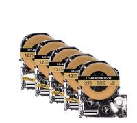 PHOVYAFI 5 PCS 12mm Compatible Labeling Ribbons For SC12YWLK-4YBP Yellow Return SS12KW Works With LW 300 400 Label Printers(Black on Gold)