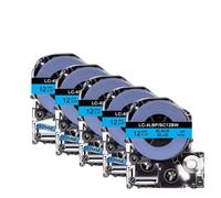 PHOVYAFI 5 PCS 12mm Compatible Labeling Ribbons For SC12YWLK-4YBP Yellow Return SS12KW Works With LW 300 400 Label Printers(Black on Blue)