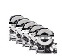 PHOVYAFI 5 PCS 12mm Compatible Labeling Ribbons For SC12YWLK-4YBP Yellow Return SS12KW Works With LW 300 400 Label Printers(Black on White)
