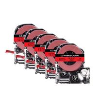 PHOVYAFI 5 PCS 12mm Compatible Labeling Ribbons For SC12YWLK-4YBP Yellow Return SS12KW Works With LW 300 400 Label Printers(Black on Red)